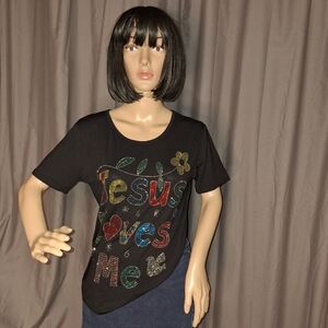 SHINY / JESUS LOVES ME LOGO WOMEN'S T-SHIRT /